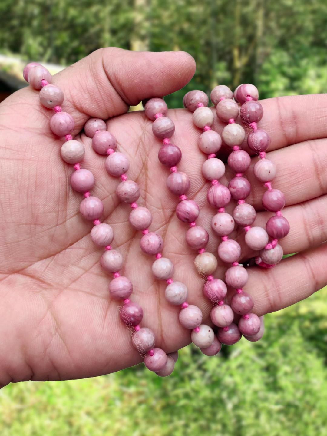 Apnisanskriti Unisex Rhodochrosite Stone Mala