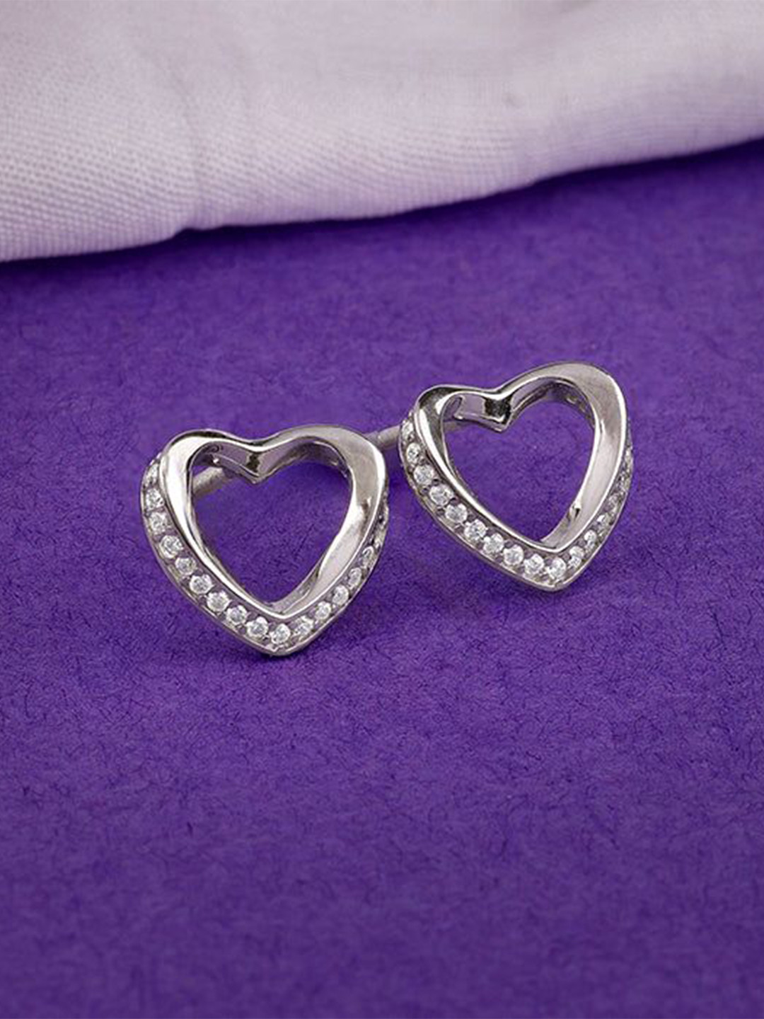 GIVA 92.5 Silver Jolly Heart Studs Earrings