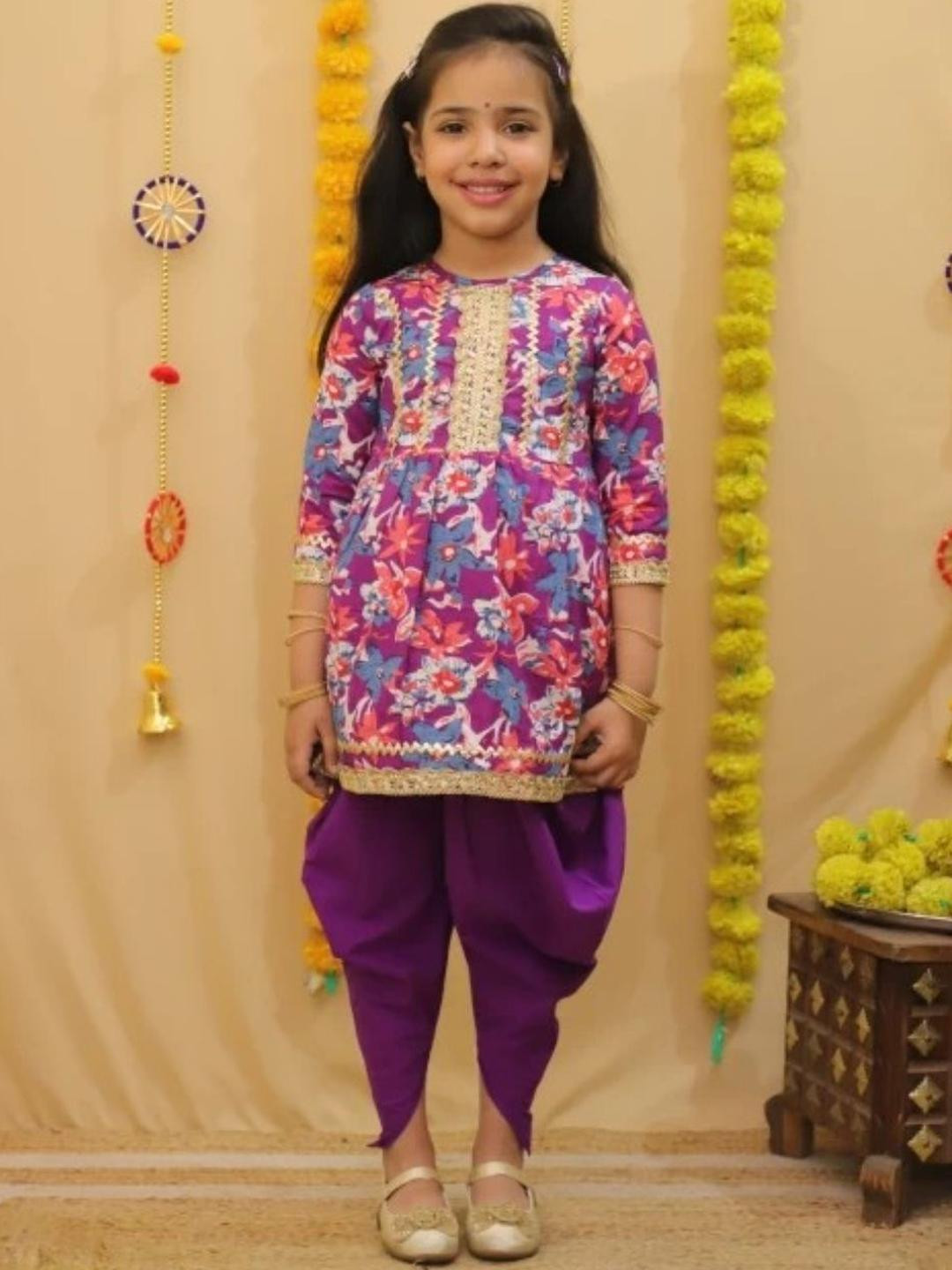 JEXPORT Girls Purple Pure Cotton Clothing Set