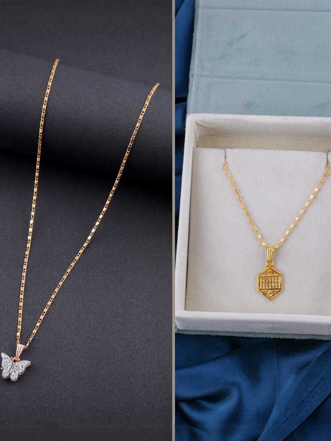 DressBerry Women Gold-Toned Brass Butterfly & Ethnic Traditional Pendant