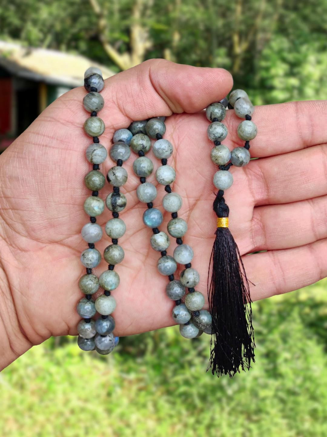 Apnisanskriti Unisex Labradorite Stone 8mm Mala