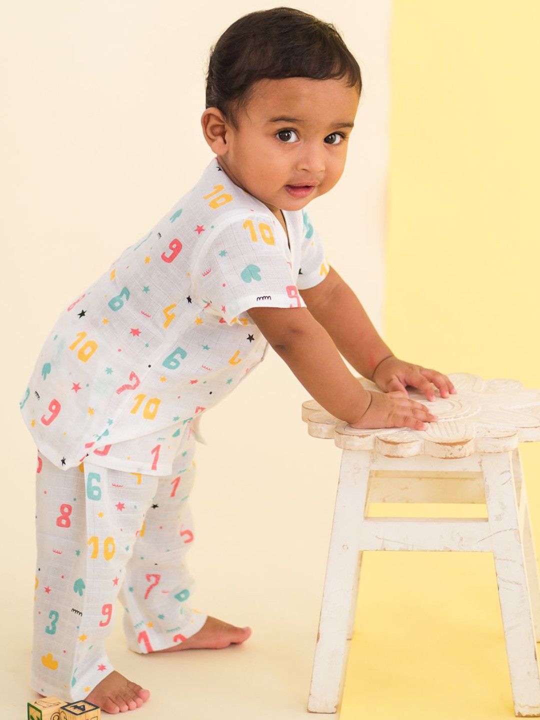 A Toddler Thing Kids Printed Count Down Half Sleeve Muslin Sleepsuit