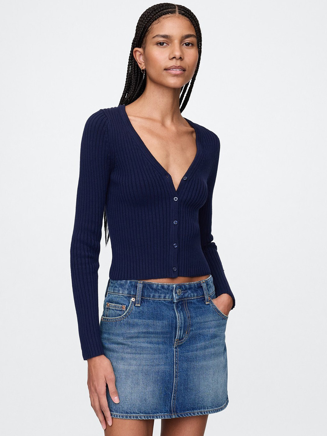 GAP Ribbed Crop Cardigan