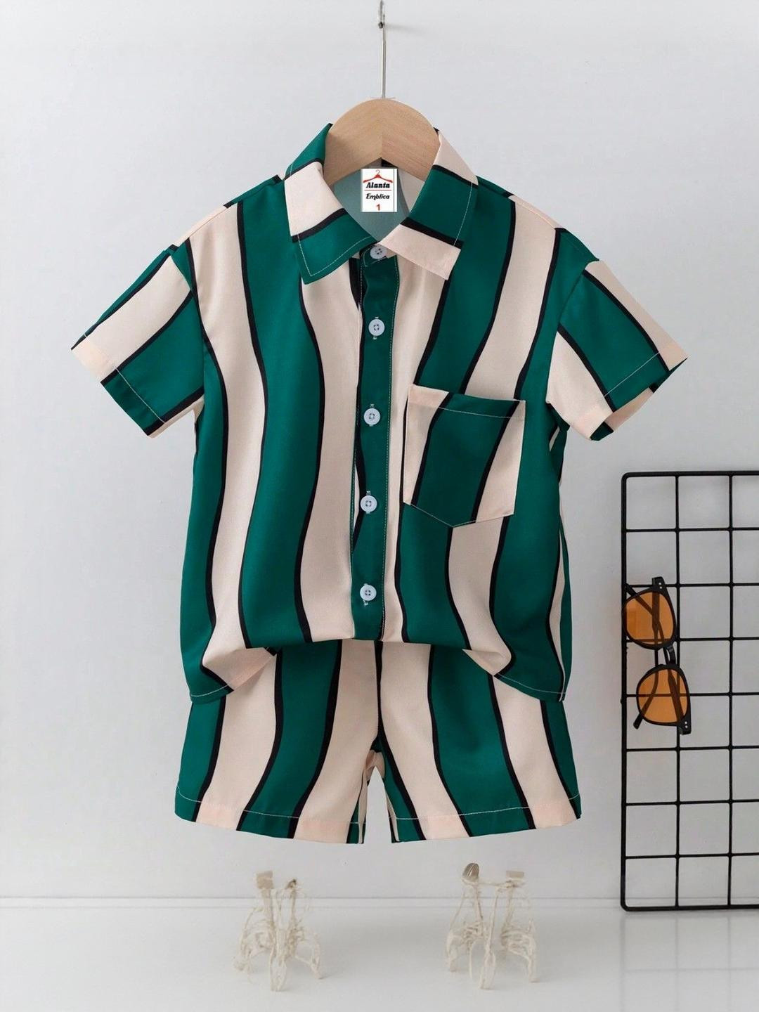 ALANTA Kids-Unisex Green Cotton Blend Clothing Set