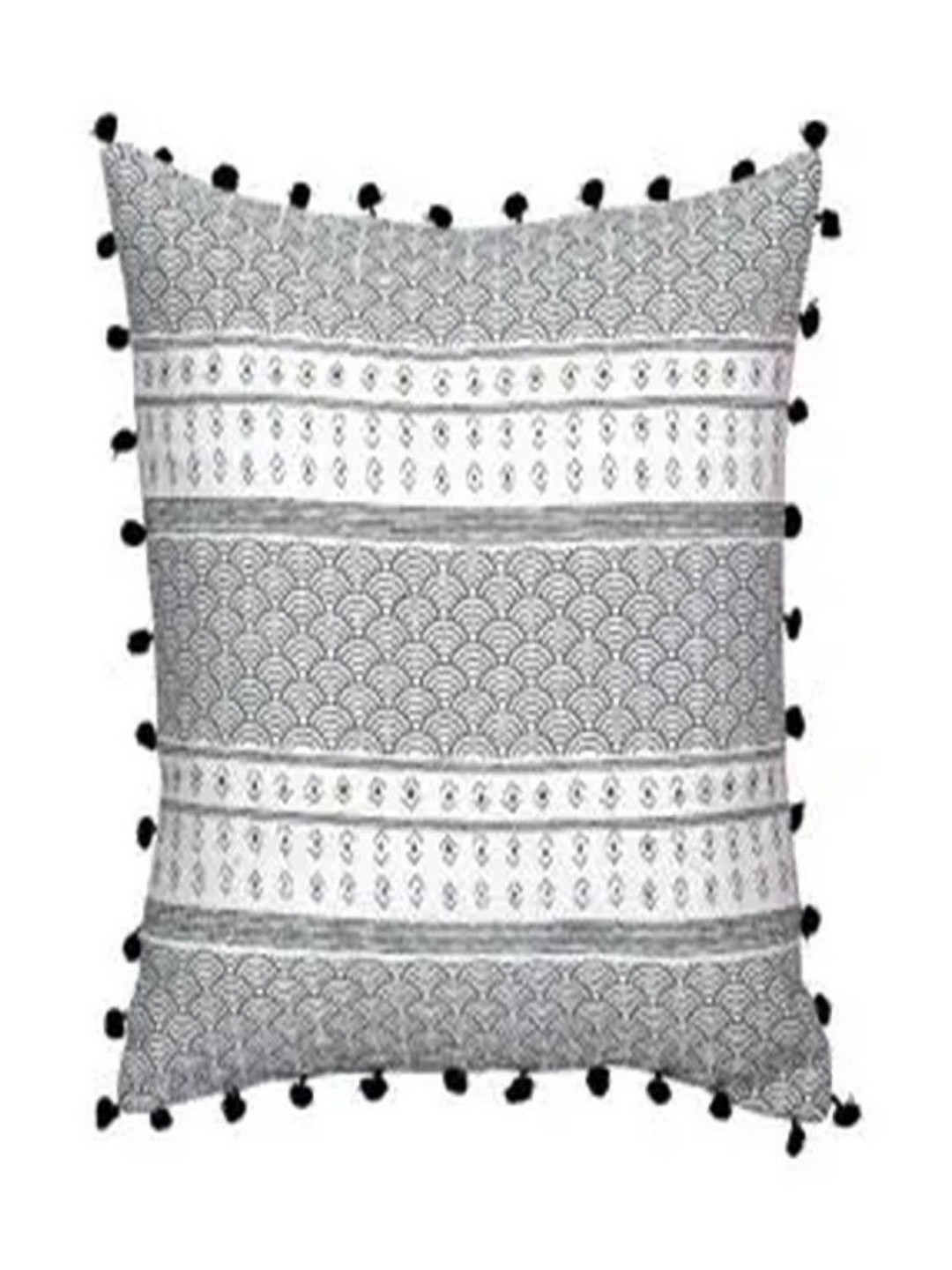 MERA HAAT White & Grey Cotton Ethnic Motifs Square Cushion Covers