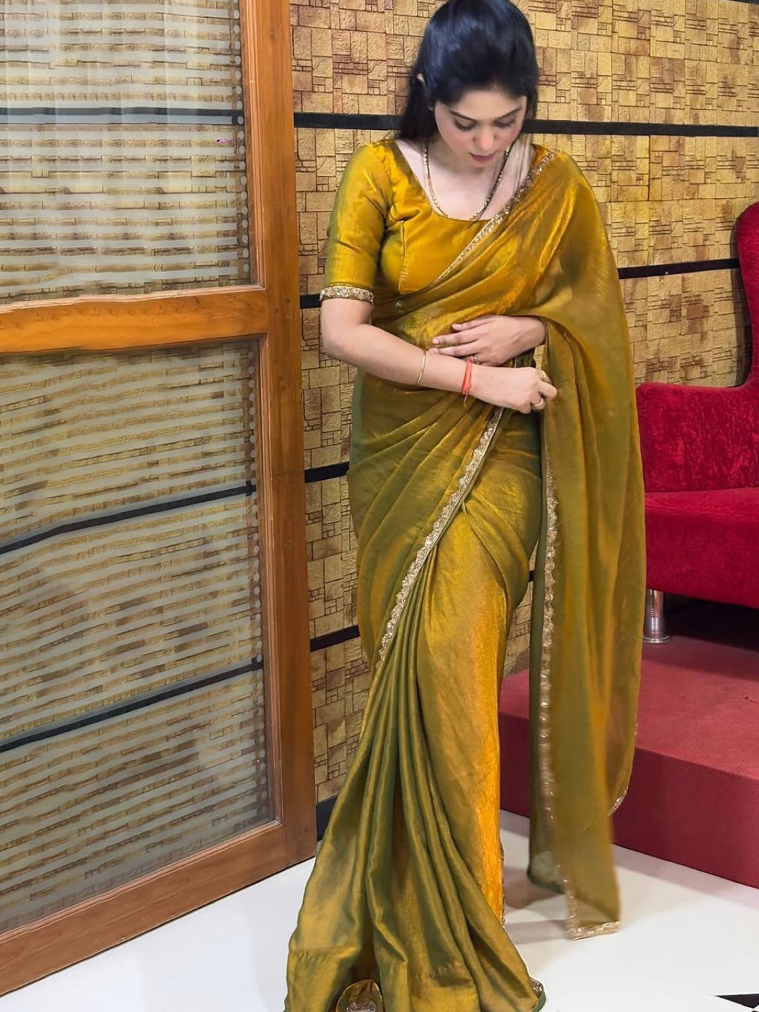 BAESD Embellished Beads and Stones Heavy Work Banarasi Saree