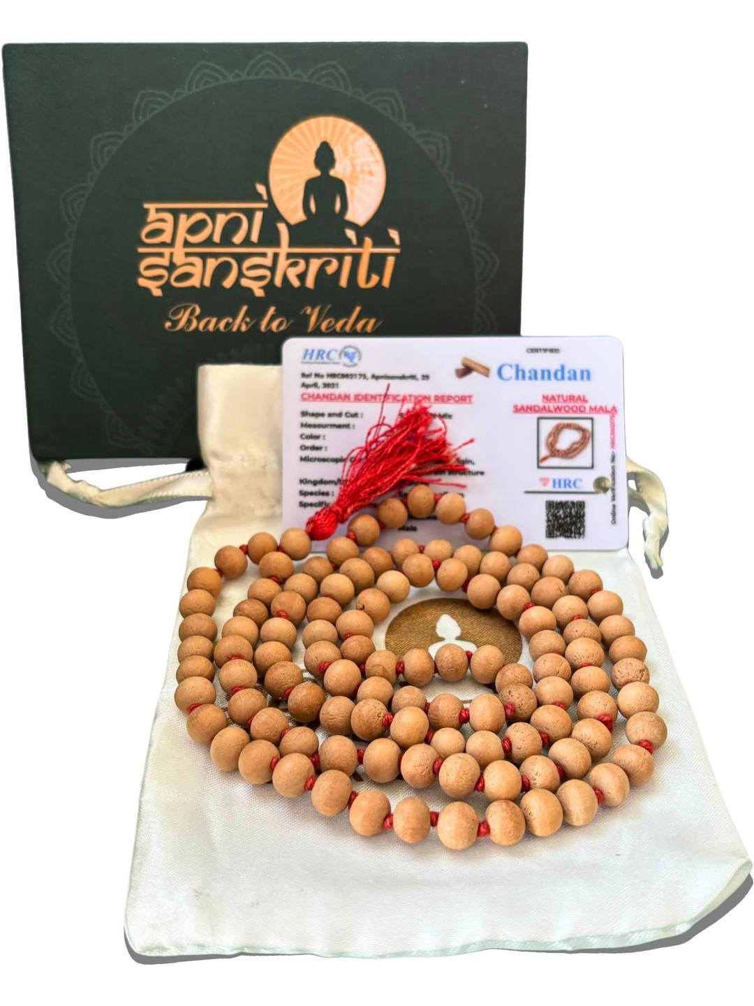 Apnisanskriti Unisex Chandan Sandalwood 108+1 7mm Mala