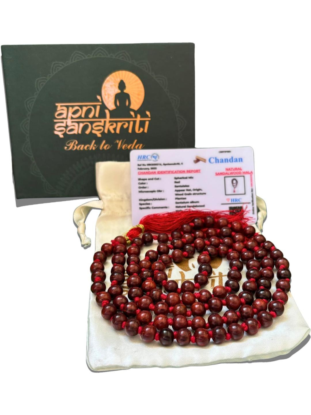 Apnisanskriti Unisex Lal Chandan Red Sandalwood 108+1 8mm Mala