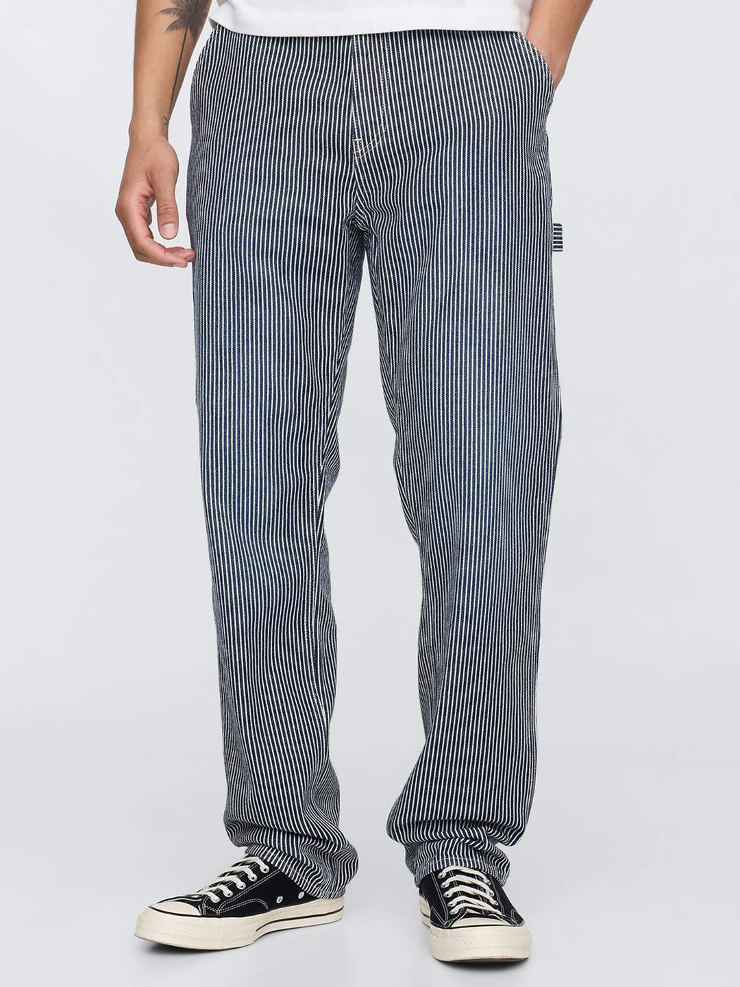 GAP Men Pure Cotton Striped Straight Fit Carpenter Jeans