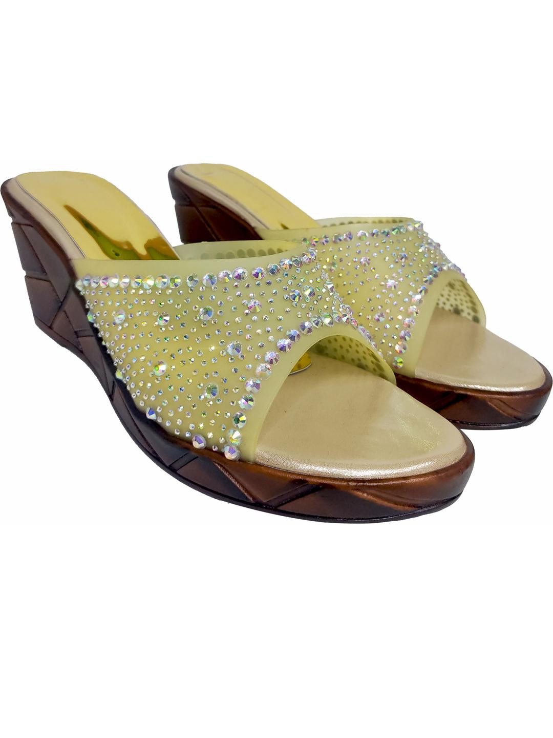 saanvishubh Women Gold Wedge Heels