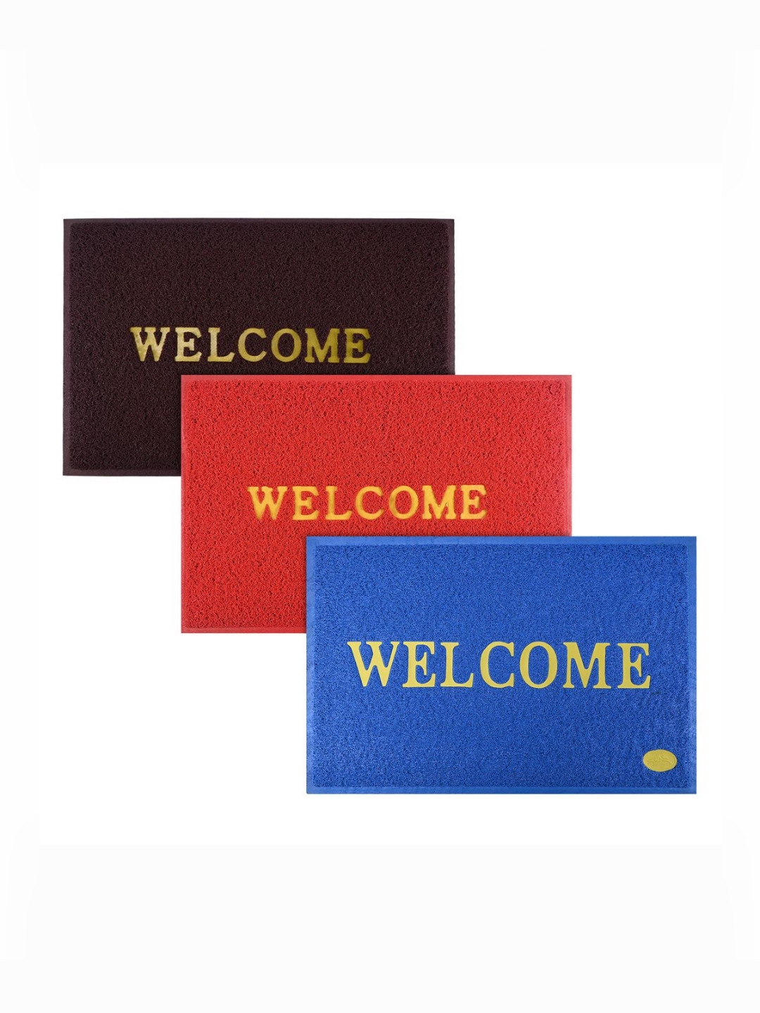 Aura 3-Pcs Red & Blue Rubber 2x3 ft Weather-Resistant Main DoorEntrance & Balcony Doormat