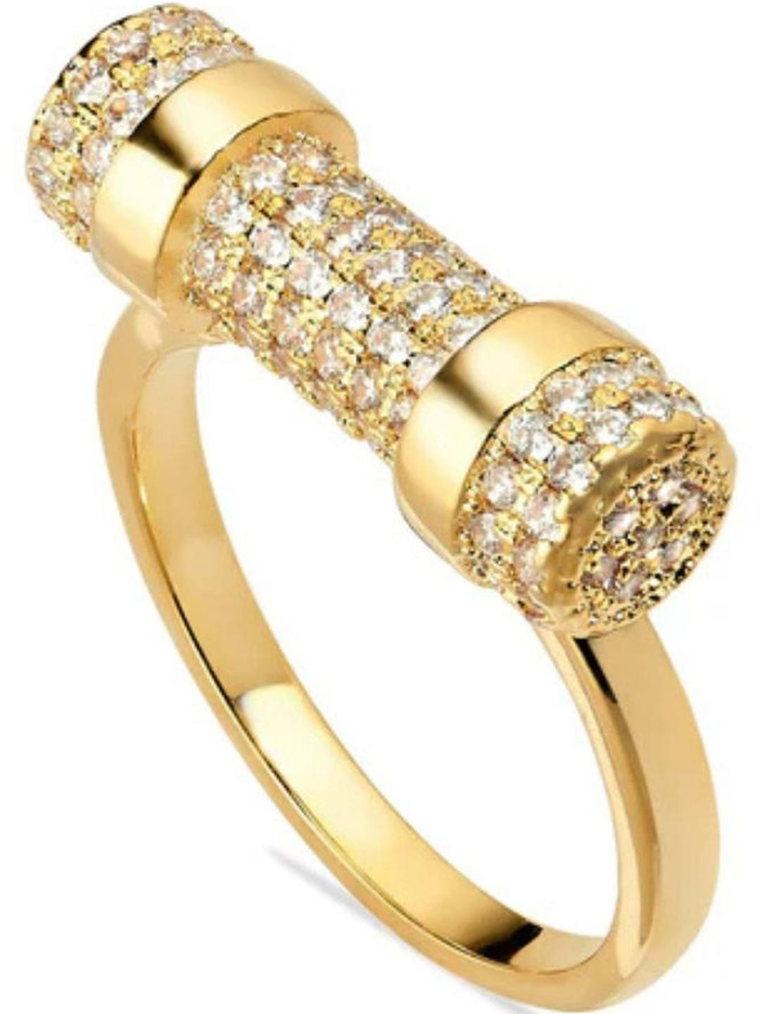 CRYSTALANE Stainless Steel Gold-Plated Stainless Steel Ring
