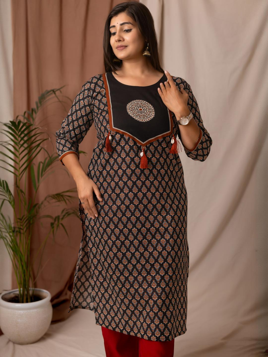 Glory Silk Black Pure Cotton Kurtis