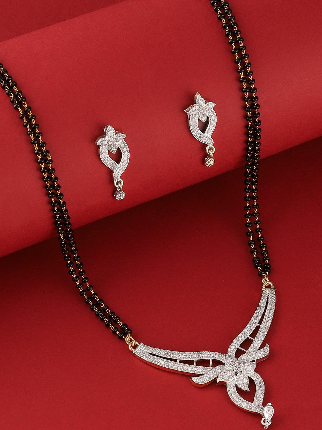 Bhagya Lakshmi Bhagya Lakshmi women's pride Traditional AD stone for women Silver-Plated Alloy Mangalsutra