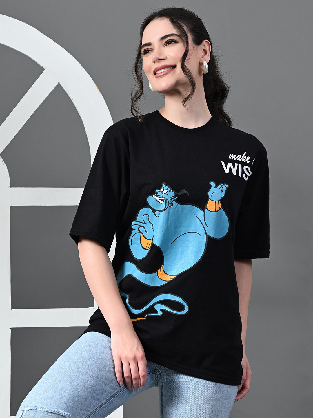 OYEEBRO Genie Graphic Printed Rund Neck Oversized Cotton Bio Finish T-shirt