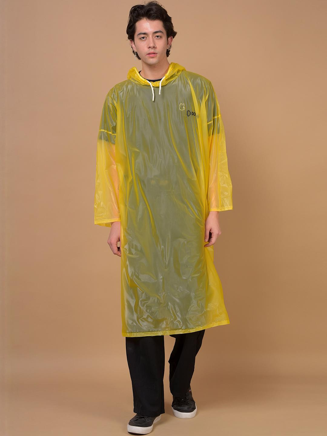 Dollar Unisex Yellow Lightweight Waterproof Reusable & Adjustable Hood Rain Poncho