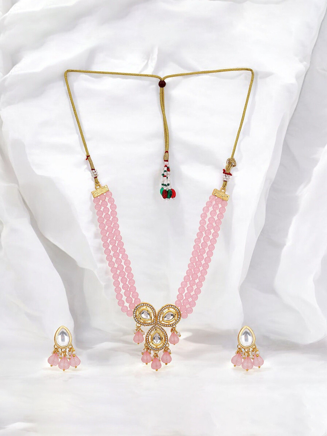 Nilu's Collection Gold-Plated Triple Layered Necklace Set