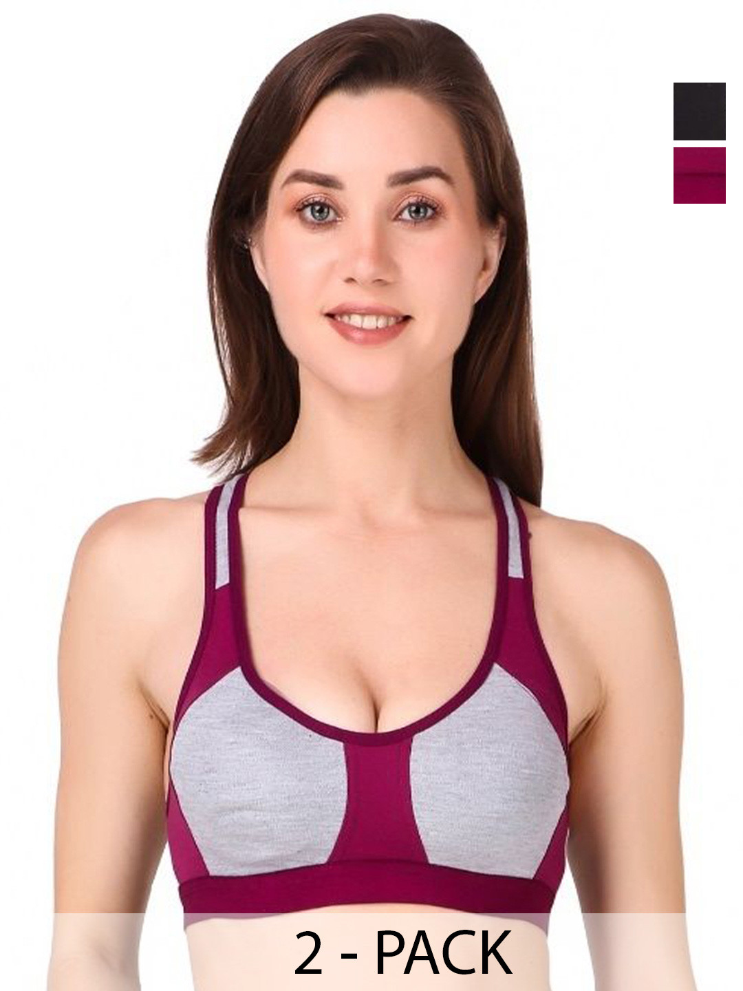 EMPISTO Women Pack Of 2 Full Coverage Underwired Workout Bra