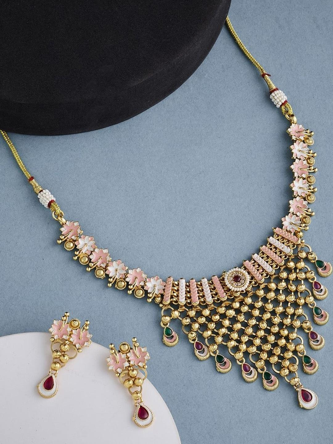 Anouk Gold Plated & Multicolour Meenakari Work Inspired Jaali Jewellery Set