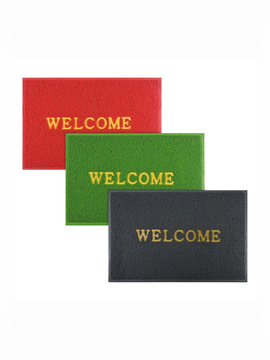 Aura 3Pcs Green & Red Self-Designed Anti-Slip Eco-Friendly Absorbent Large Doormats