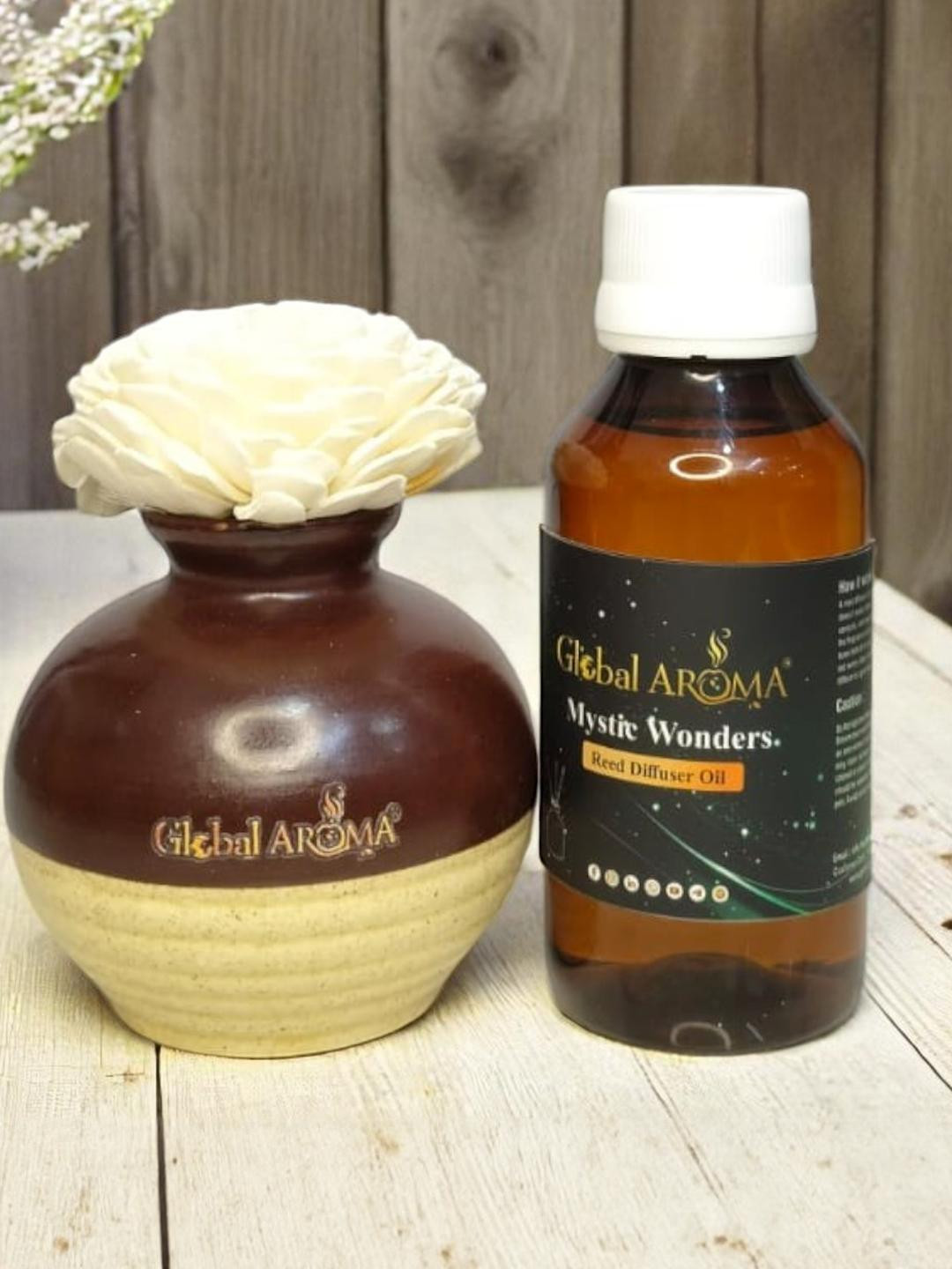 GLOBAL AROMA Mystic Wonder Fragracne Ethenic Flower Pot Reed Diffuser Set