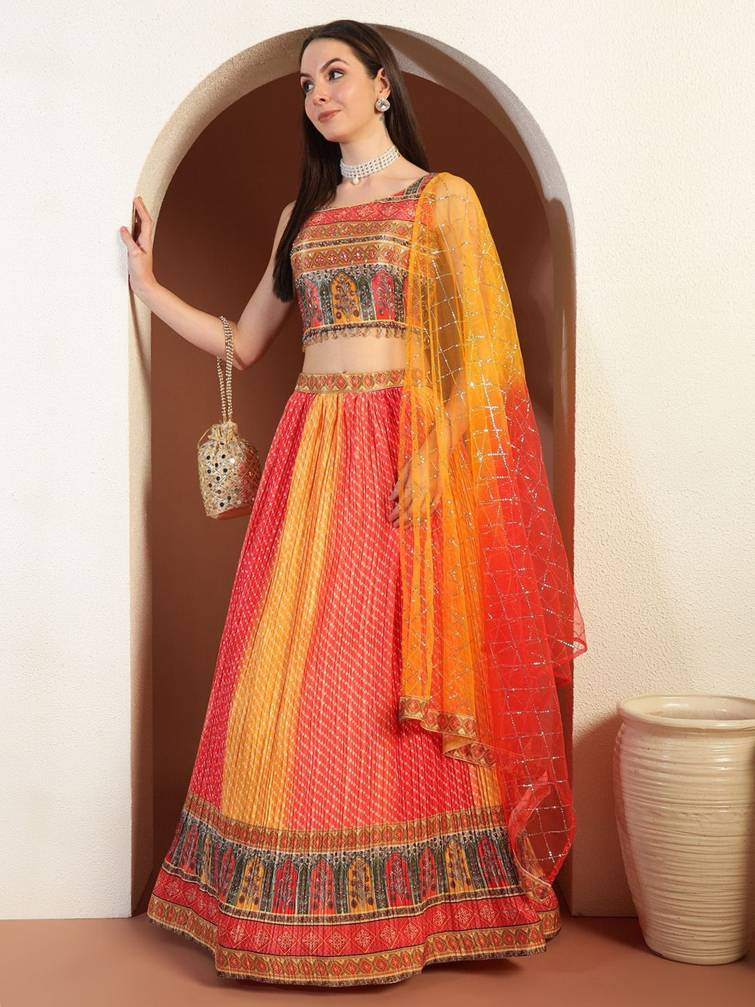Chhabra 555 Ombre Bandhani  & Embellished Georgette Lehenga With Choli & Dupatta