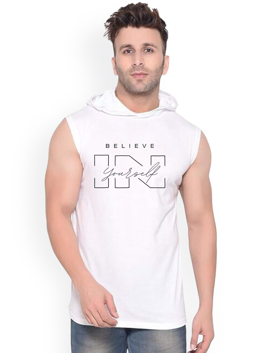 FABSTIEVE Believe In Yourself Printed Gym Vest vk t-050_Print-181_gym_vest White M