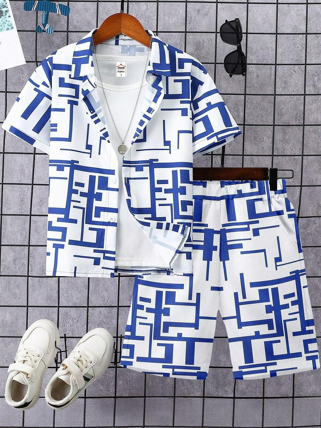 ALANTA Kids-Unisex Blue Cotton Blend Clothing Set