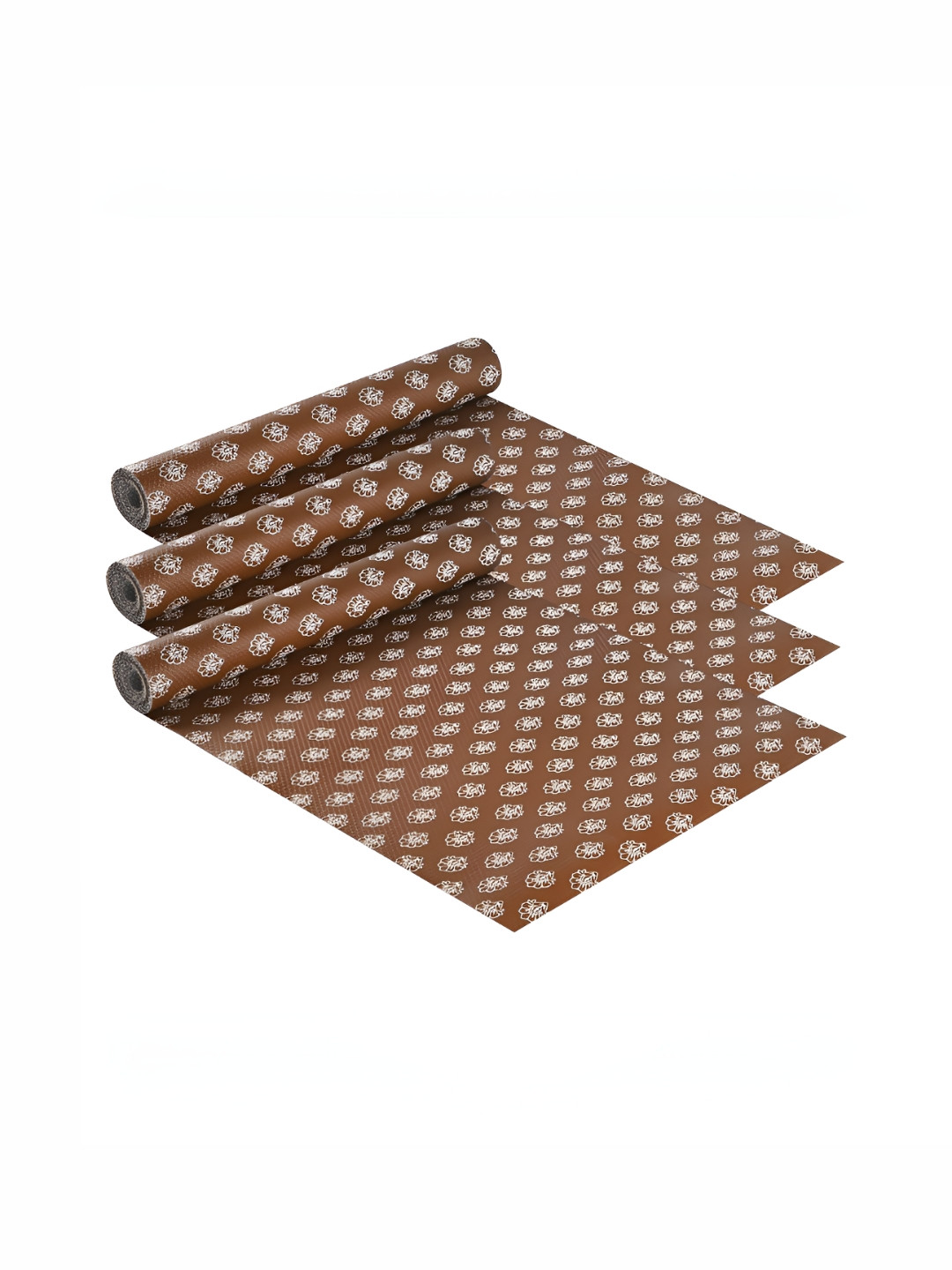 Aura Brown 3 Pieces Water Resistant Shelf Liner Mats Roll Organisers