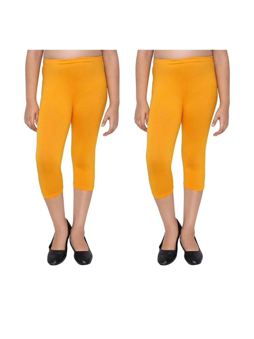 Tik Tok WEARS Girls Yellow Cotton Capris