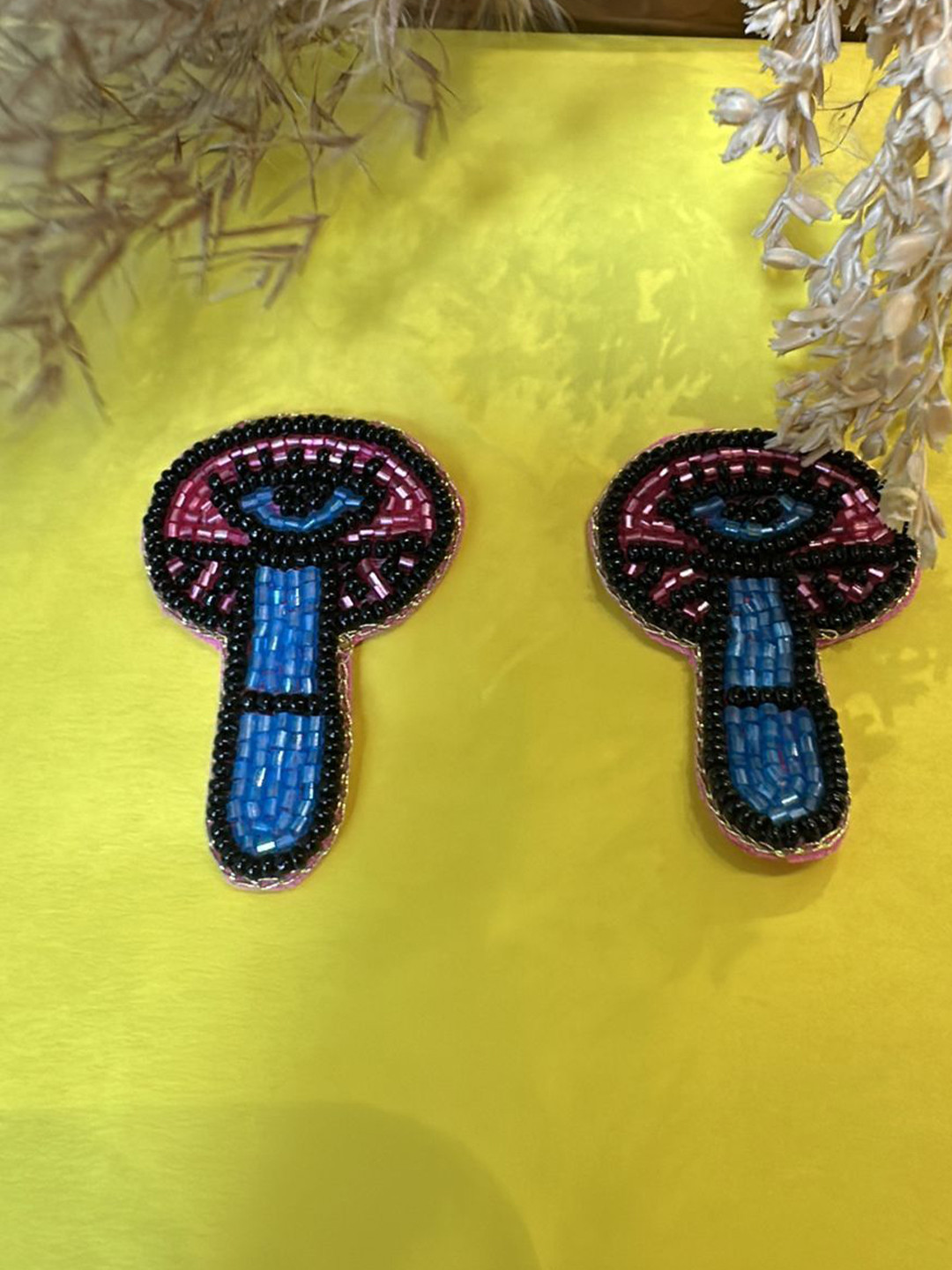 BITCH PLZZ ACCESSORIES Artificial Beaded Circular Magical Mushroom Drop Earrings