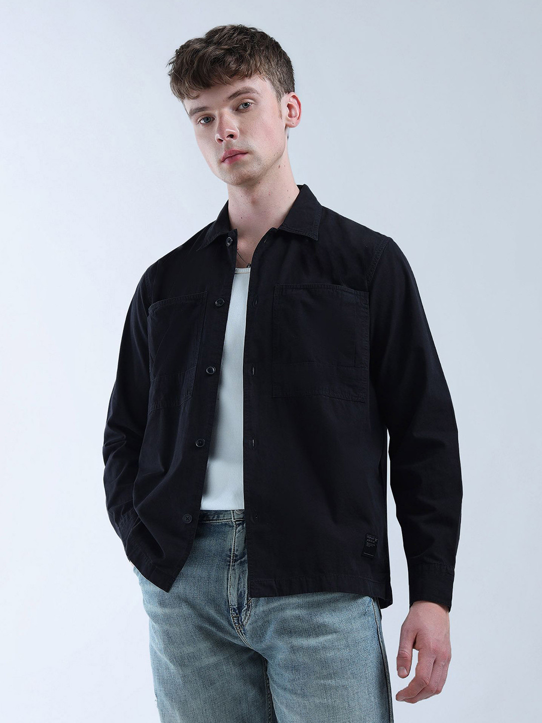 Flying Machine Spread Collar Chest Pocket Detail Shirt