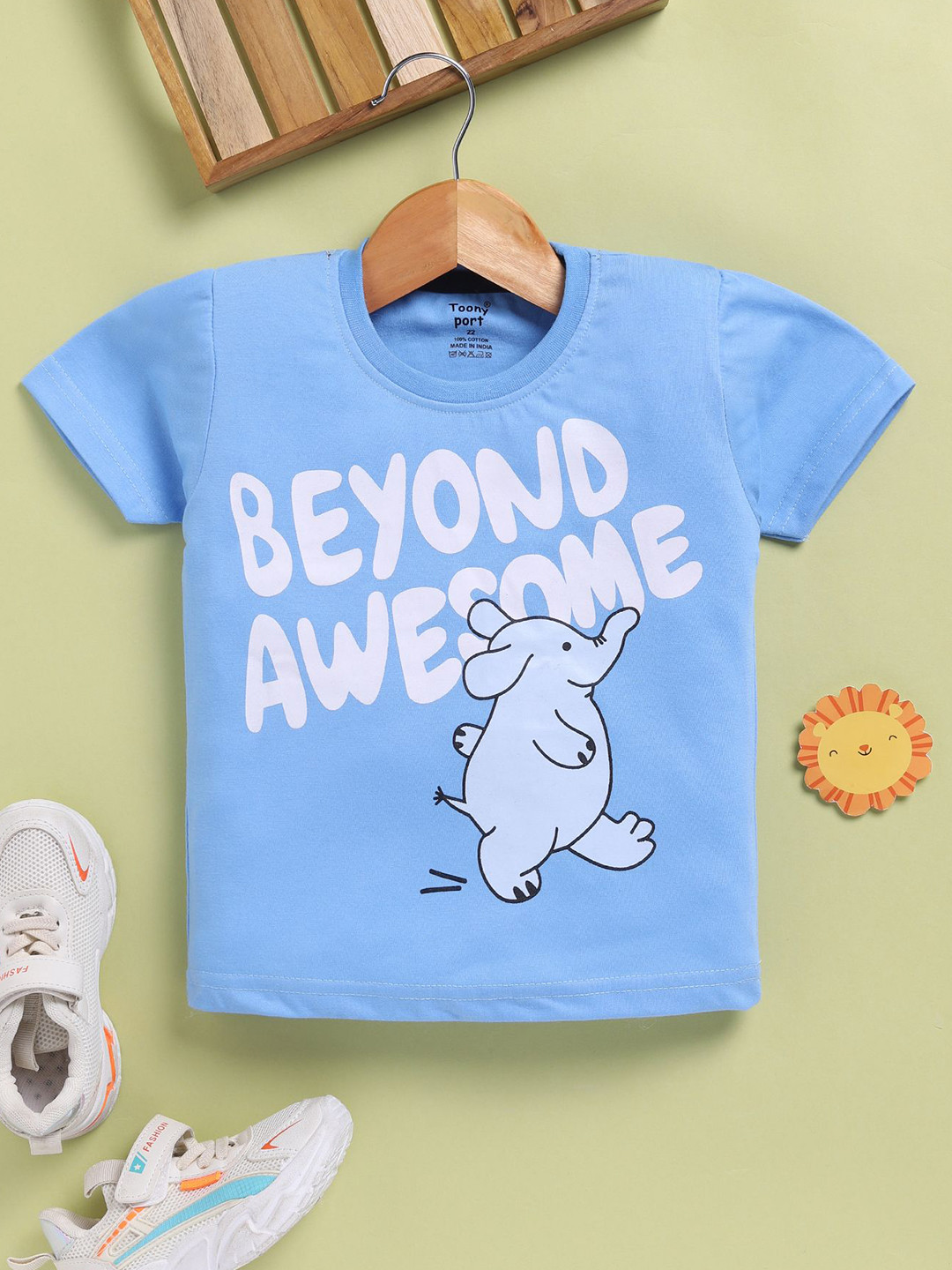 Toonyport Boys Animal Graphic Printed Round Neck Cotton T-shirt