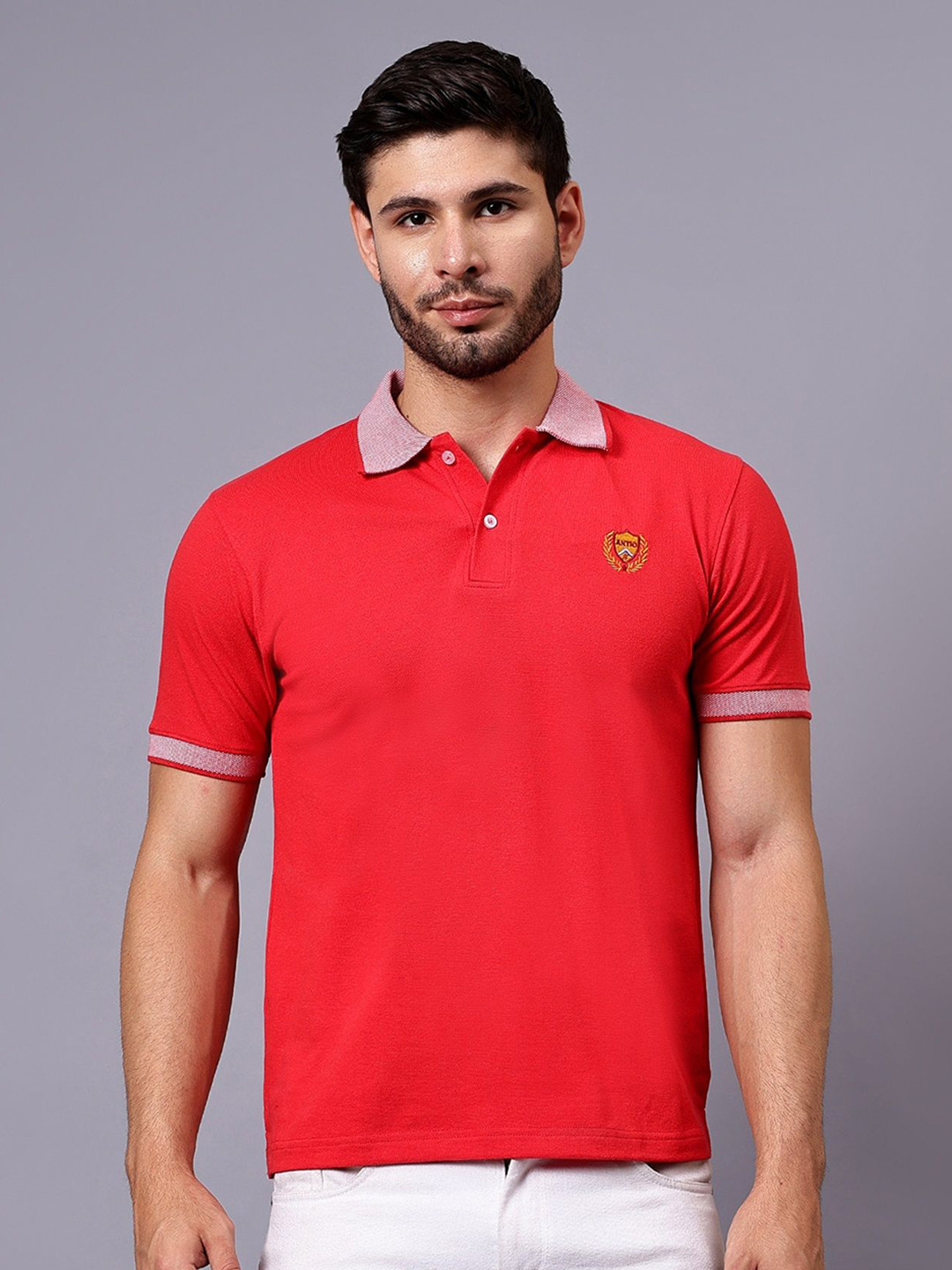 ALAKH HUB Men Solid Polo Collar Cotton T-shirt
