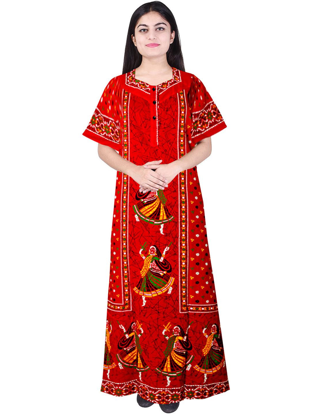 AAKARSHANA CREATION Women Red Maxi Nightdress