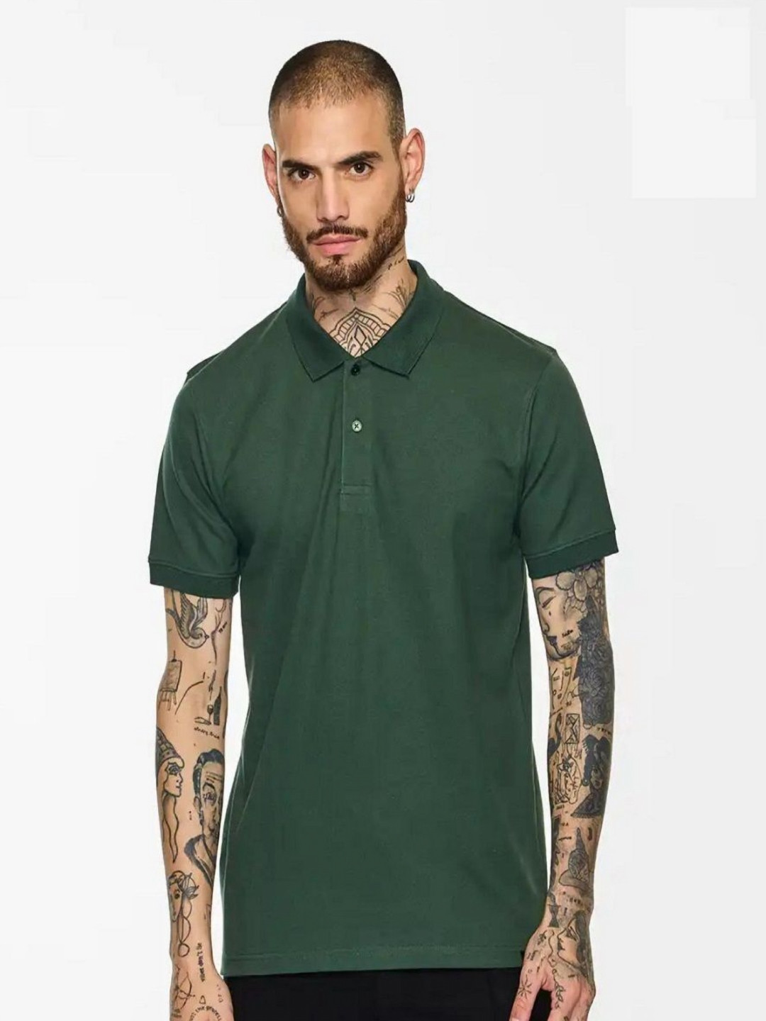 ATTITUDE START OF FASHION Polo Collar Short Sleeves Cotton T-shirt