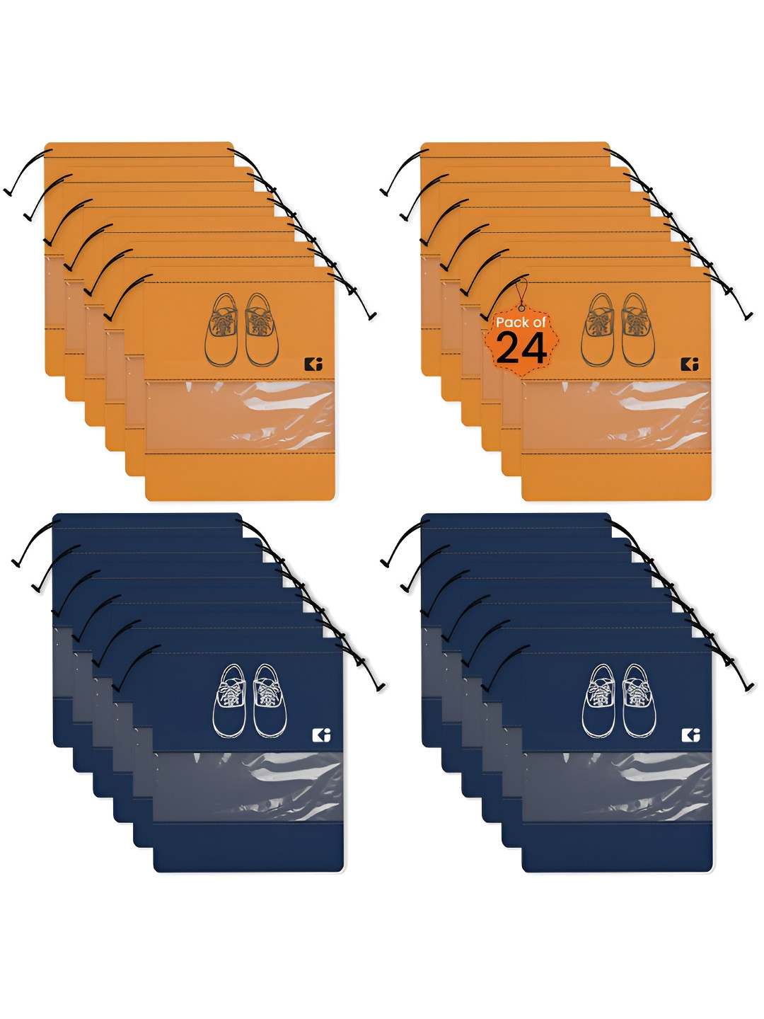 Aura Navy Blue & Orange 24 Pieces Shoe Covers Bag For Travel Shoes Organisers