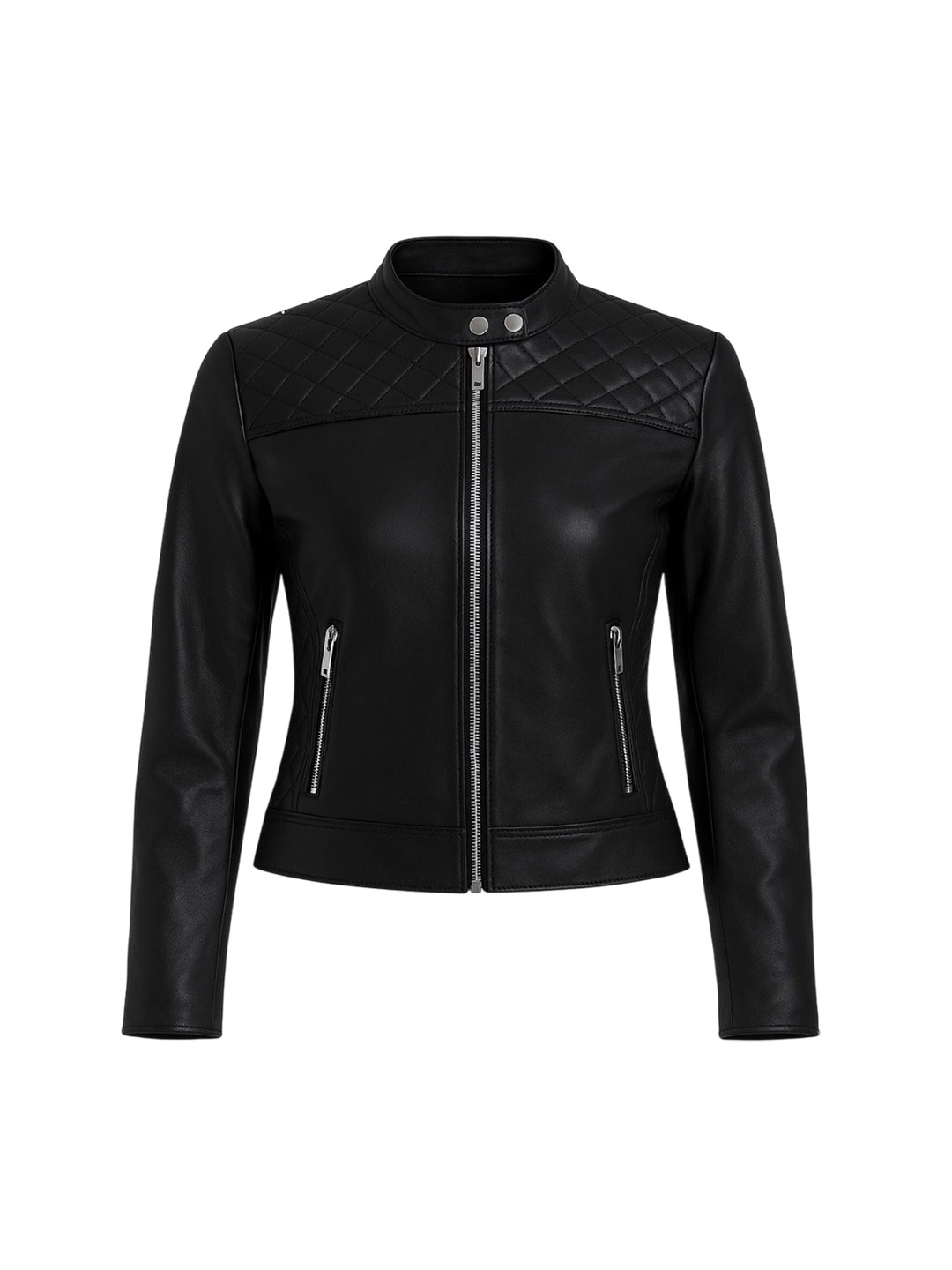 NOORA Self Design Leather Jacket