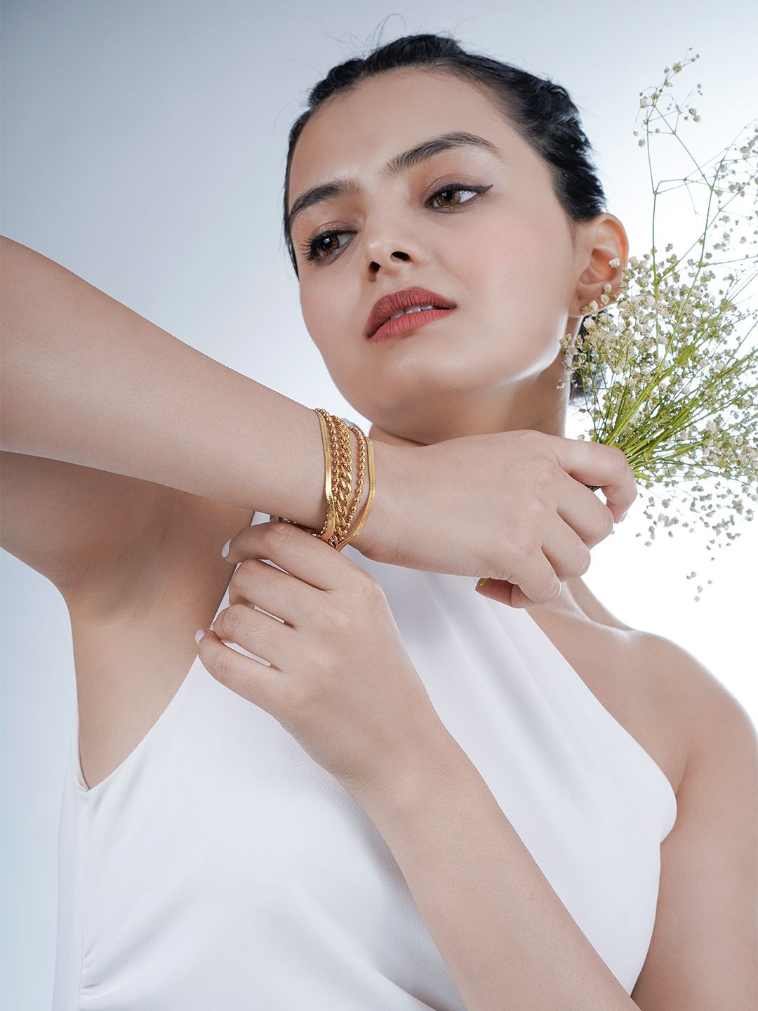 SWASHAA Jane 18K Gold-Plated Wraparound Bracelet