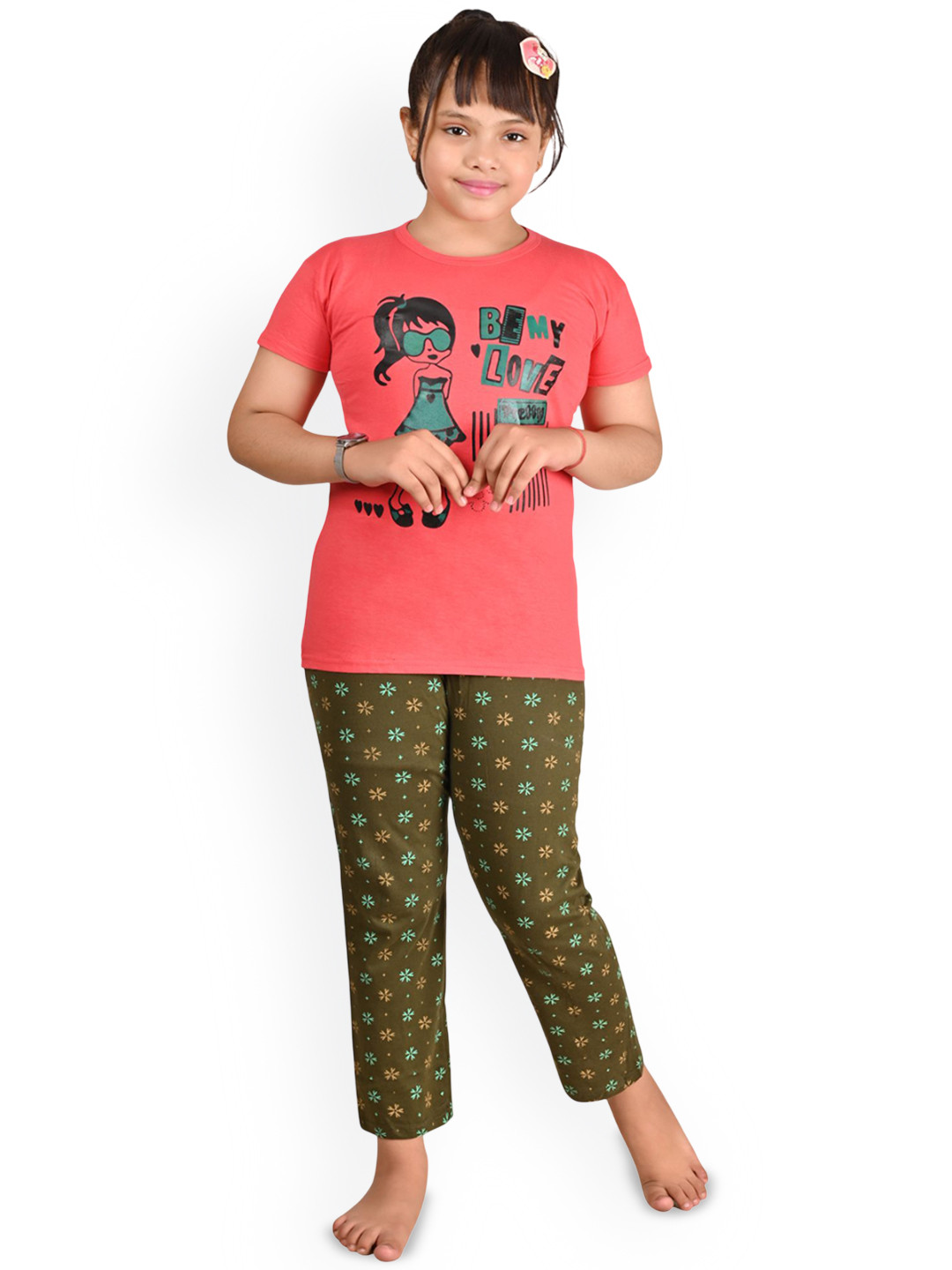 BAESD Girls Graphic Printed Tshirts and Pyjamas Night suits
