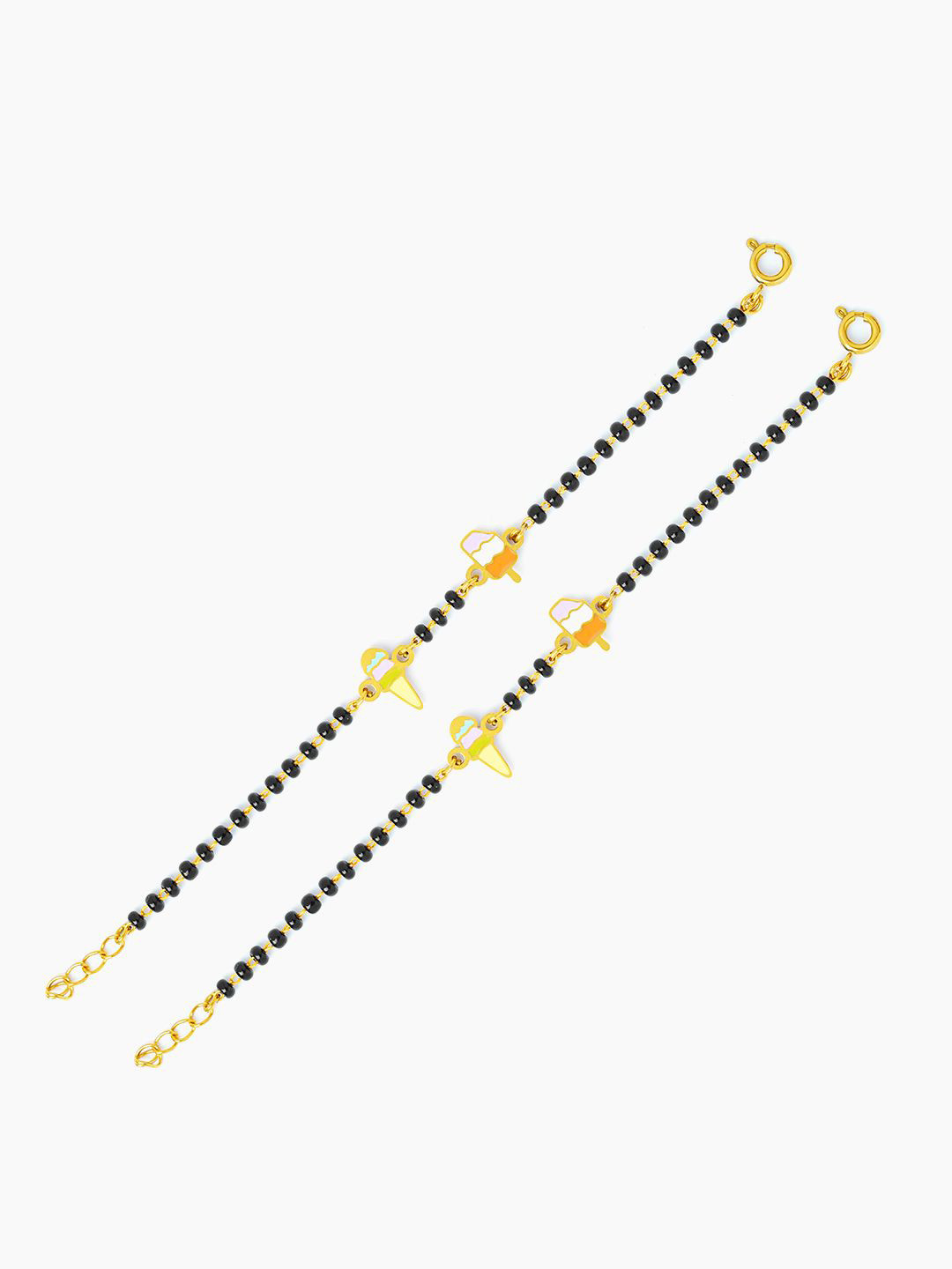 SWASHAA Sweet Treat Ice Cream Kids Set Of 2 18KGold-Plated Charm Nazariya Bracelets
