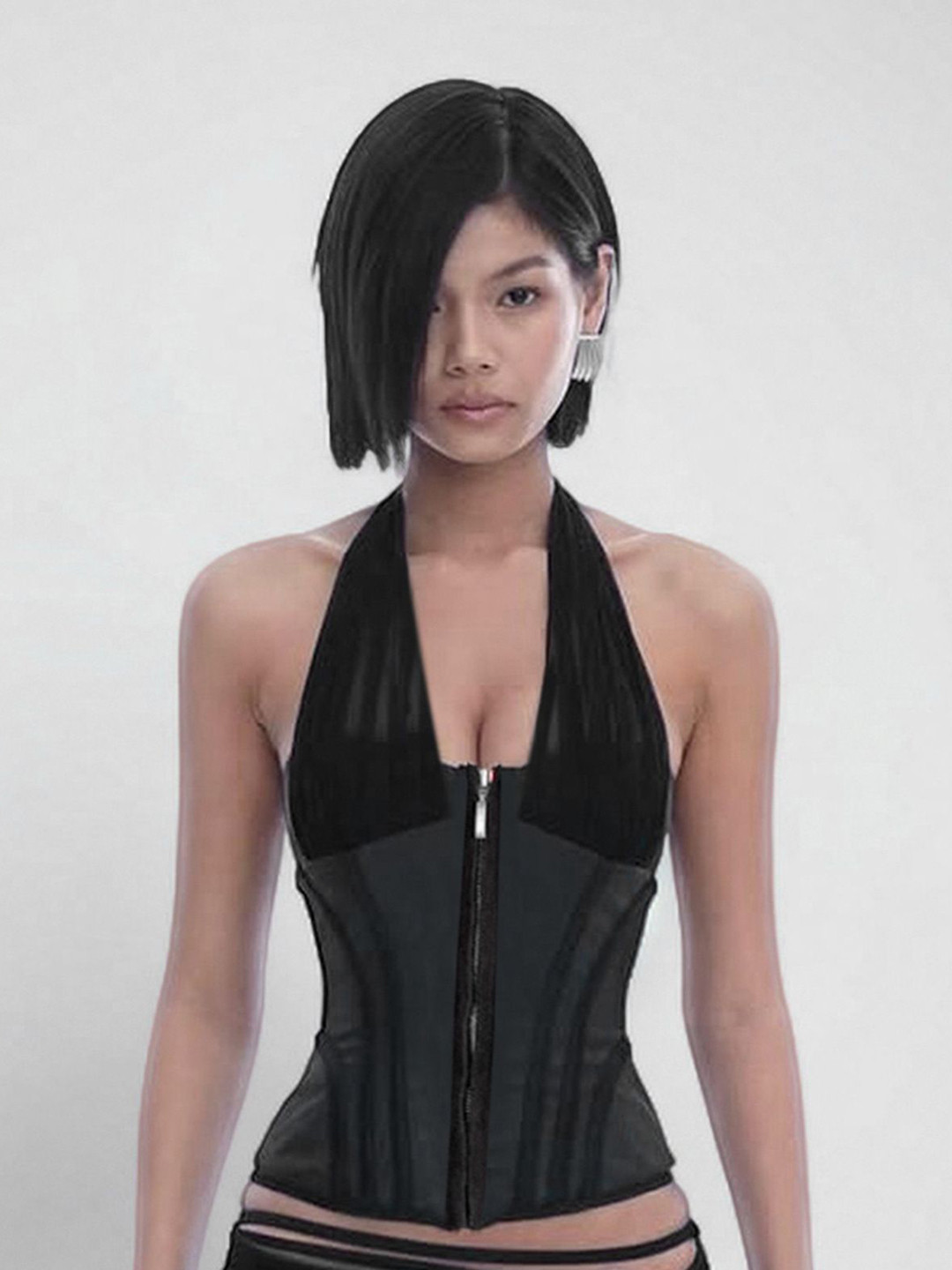 StyleCast Halter Neck Corset Crop Top