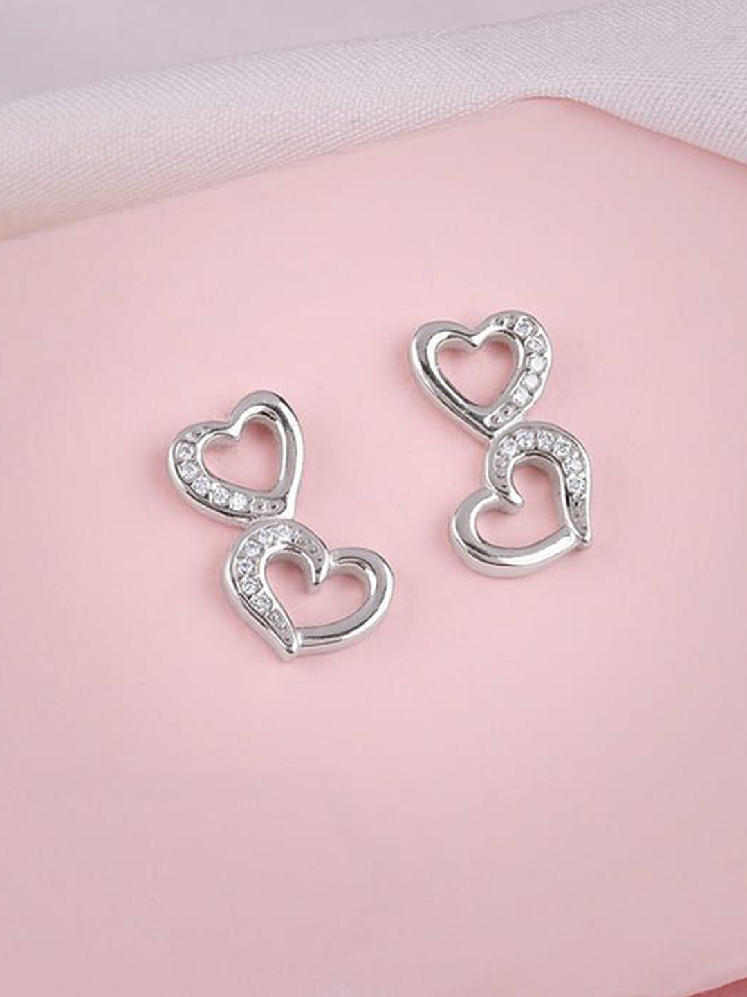 GIVA 92.5 Silver Merry Heart Drop Earrings