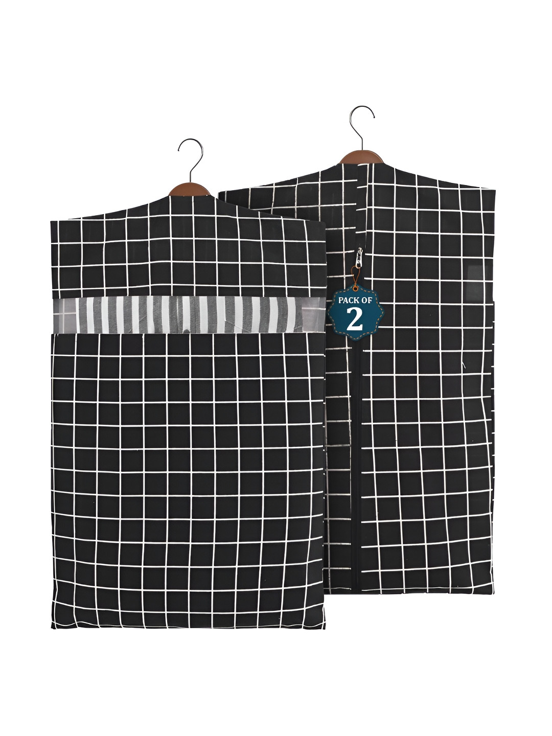 Aura Black 2 Pieces Cotton Clothes Packing Bags Organisers