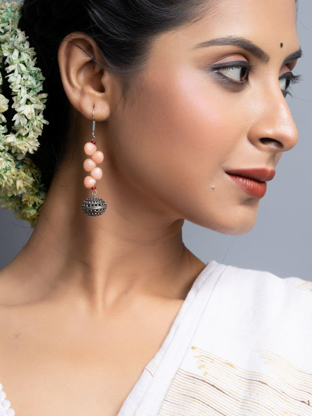 Look and Adorn Semi Precious Rhodochrosite Drop Earrings