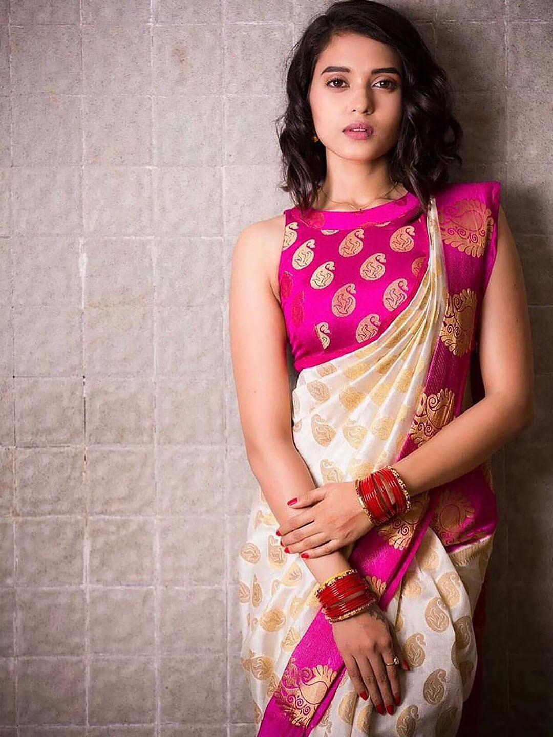 bigben textile Ethnic Motifs Print Woven Zari Silk Banarasi Saree