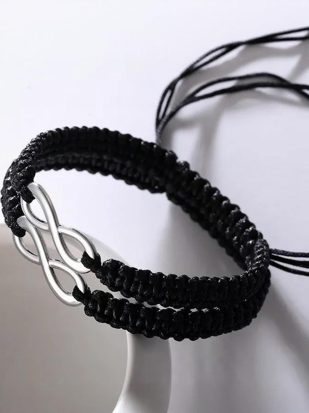 Inites Unisex Valentine's Day Black Dori Infinity Design Bracelet