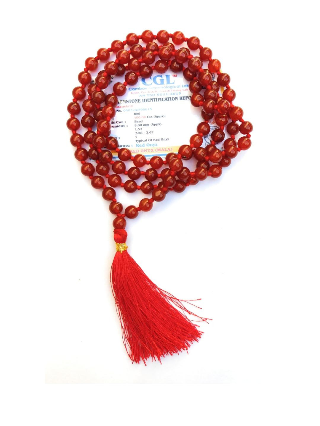 Apnisanskriti Unisex Red Onyx Stone Mala