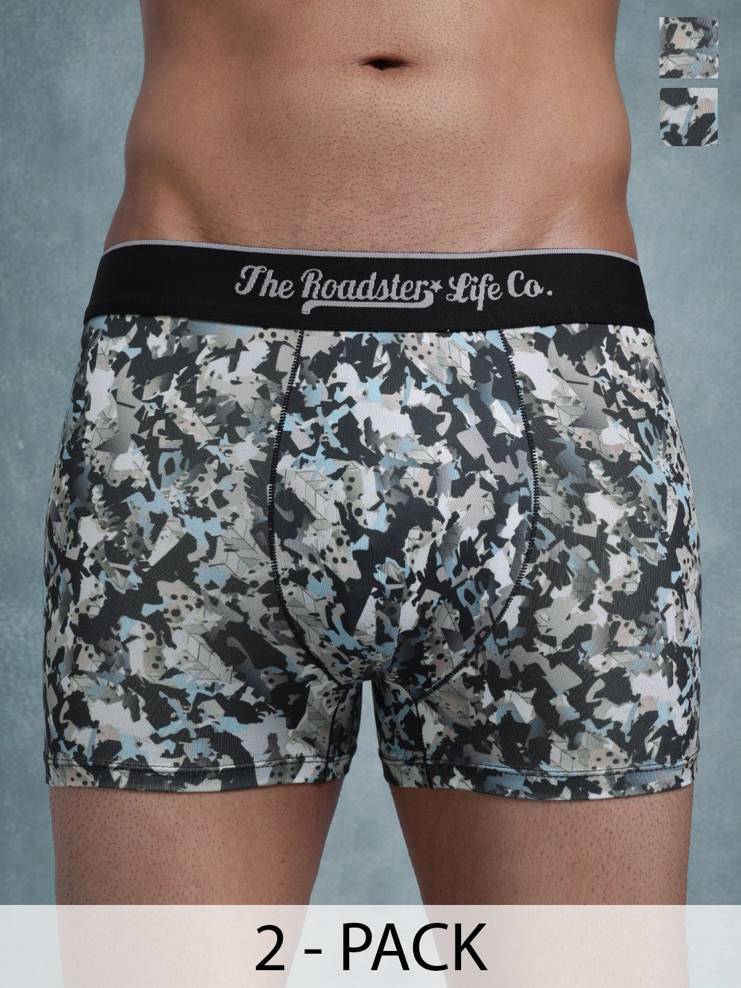 The Roadster Lifestyle Co Pack Of 2 Printed Stretchable Trunks Pack Of 2-PV-Print-RO2-S