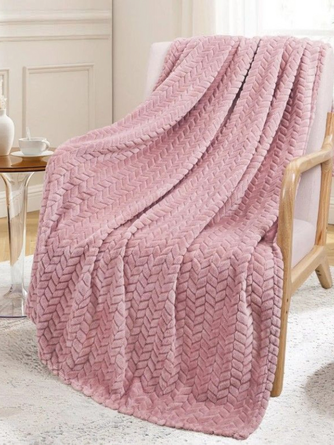 BREVARD Pink Microfibre 300 GSM Double Bed Blanket